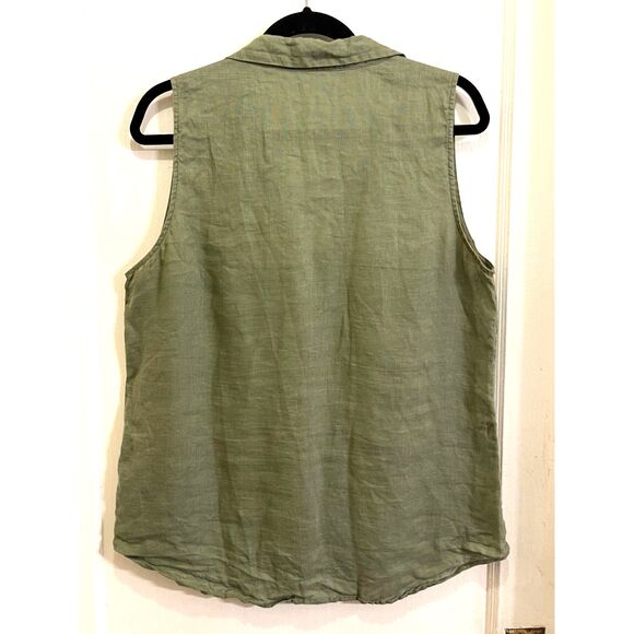 EQUIPMENT Femme Green Stripe Sleeveless Button Back Tank Top  Woman's Size Large - Picture 7 of 10